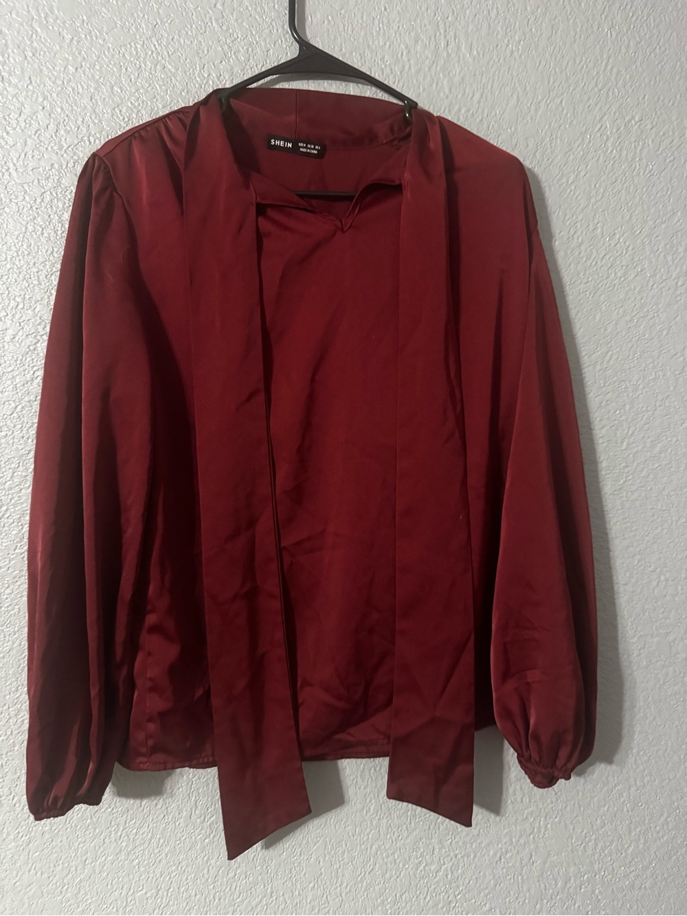 SHEIN Maroon Long Sleeve Blouse | Size M | Lightweight & Chic